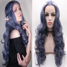 Bombshell синтетический 13*3 дюймов парик фронта шнурка Glueless серый синий тела волна термостойкие волокна волос средний пробор для женщин парик
