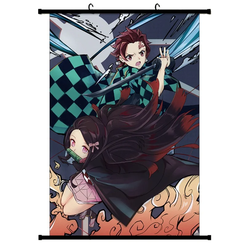 Demon Slayer: Kimetsu no Yaiba Tanjirou Nezuko Аниме Манга настенный постер прокрутка 2019|Рисование и