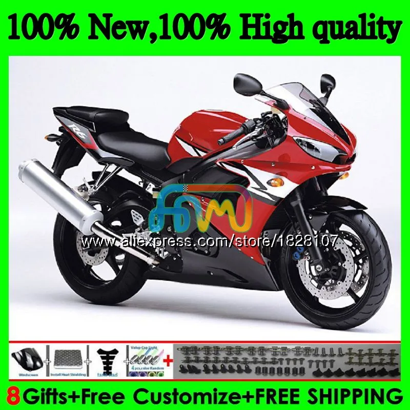 Средства ухода за кожей для YAMAHA YZF R6 S R6S 06-09 YZFR6S 06 07 08 09 52BS. 84 YZF600 YZF-600 YZF-R6S фабрики "красный 2006 2007 2008 2009 обтекатели