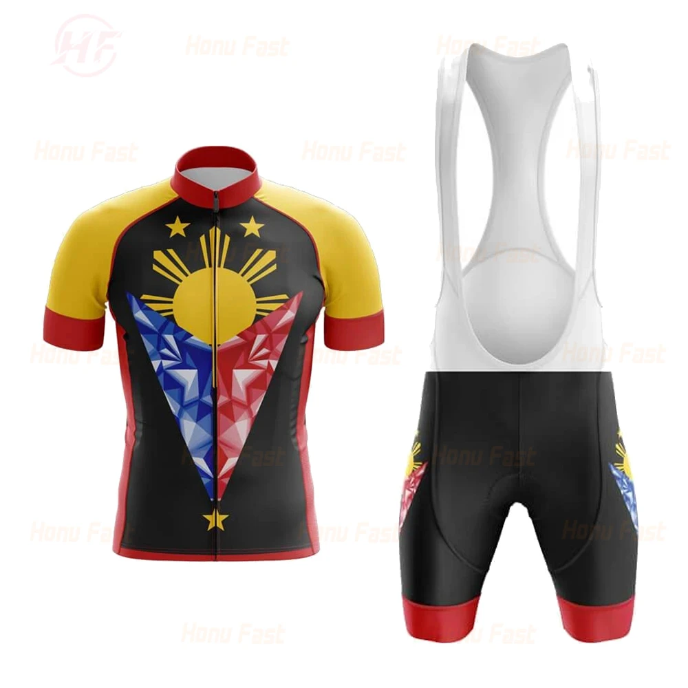 PHILIPPINES Short Sleeve Breathable Cycling Jersey Set MTB Maillot Ciclismo Hombre Bike Cycling Clothing Bib Shorts Gel Pad