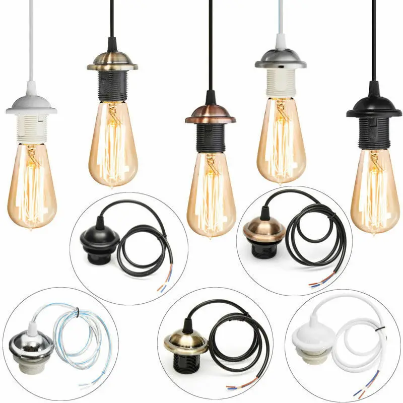AC 220V Vintage Edison Lamp Base E27 Screw Ceiling Rose Light Pendant Light Holder E27 Screw Socket Base for Retro Incandescent Lamp Holder Lamp Bulb Holder Lamp Base