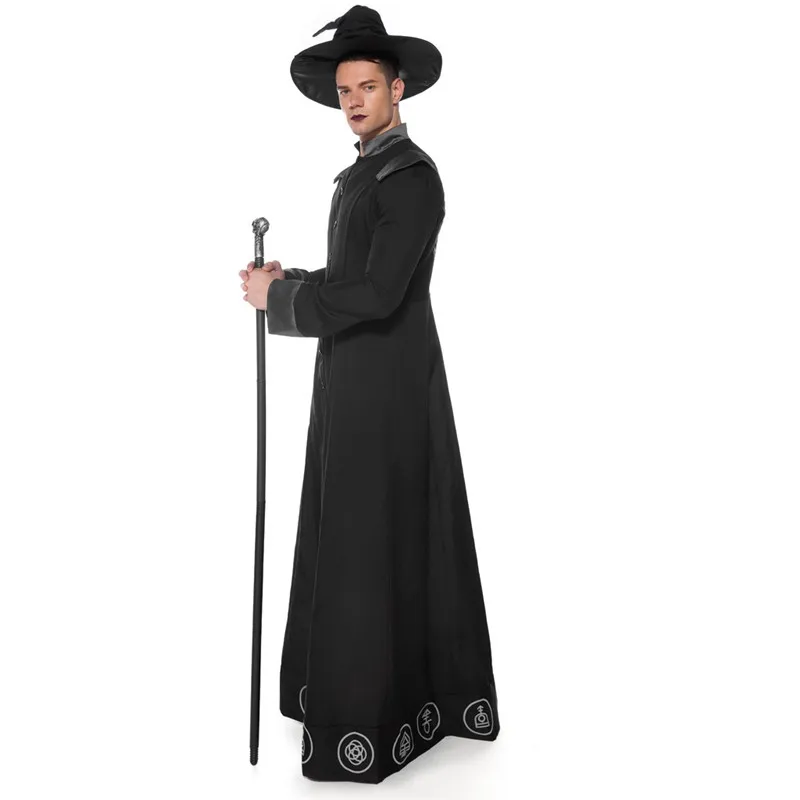 Костюмы на Хэллоуин готический, колдун костюм, Европейский, религиозный Для мужчин костюм священника модный костюм для косплея ropa Хэллоуин J6