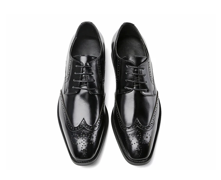 Новые кожаные Мужские модельные туфли в деловом стиле с перфорацией; сезон весна-осень; винтажные Мужские броги; официальные мужские туфли с квадратным носком; цвет черный, коричневый