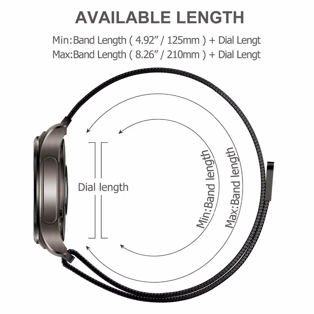Ремешок 22 мм 20 мм для samsung Galaxy Watch 42 мм 46 мм Миланская Петля из нержавеющей стали для samsung gear Classic Frontier Amazfit bip