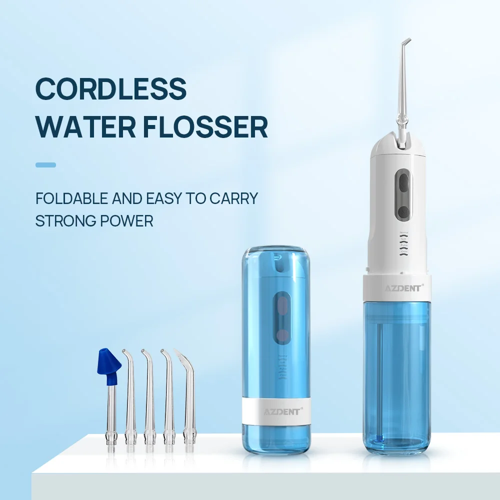 PROD 32936343974 AZDENT Hot Cordless Water Dental Flosser Portable Oral
Jet Irrigator Tooth Pick Water Irrigation USB Rechargeable 5 Tips 200ml