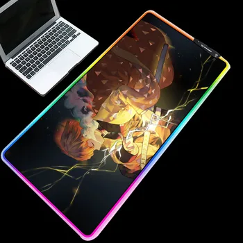 

Multi-size Anime Cool Mouse Pad LED Light Lighting Desk Mat Lightning Pattern Background RGB Keyboard Pad