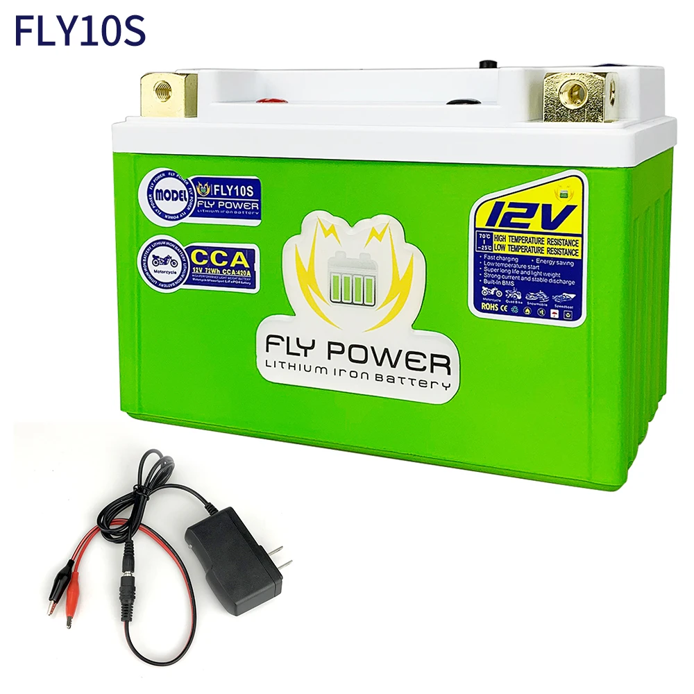 12V LiFePO4 Motorcycle Start Battery 96Wh CCA 420A FLY10S Lithium iron Scooter Batteries Replace YTZ10S YTZ10S-BS motorcycle battery