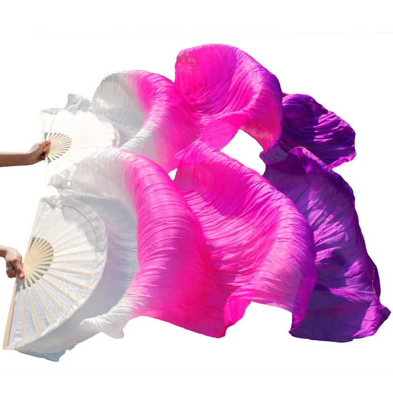 Натурального шелка/искусственный Шелковый веер живота танцевальный веер вуали 1 пара Высокое качество ручной работы Окрашенные Шелковые вееры танец живота аксессуары вентилятор