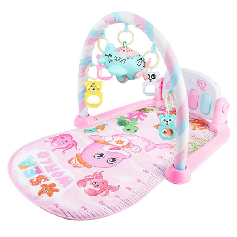 

Baby Activity Gym Children's Play Mat 0-12 Months Developing Carpet Soft Rattles Musical Toys Activity Rug For Babies Games,Pink