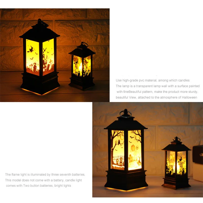 

Halloween Decoration Props Led Candles Light Vintage Castle Bats Pumpkin Lantern Flame Lamp Scary Halloween Party Supplies