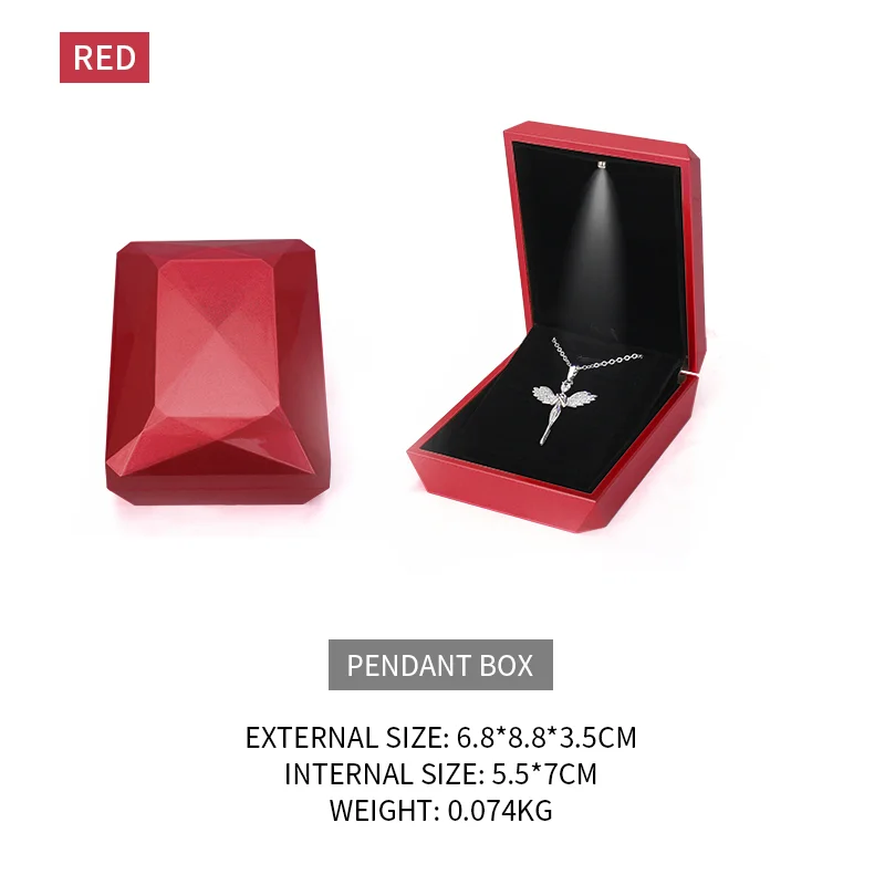 5PCS Red Led Female Necklace Jewelry Display Jewellery Box Earring Wedding Ring Bracelet Organizers Lover Birthday Gifts