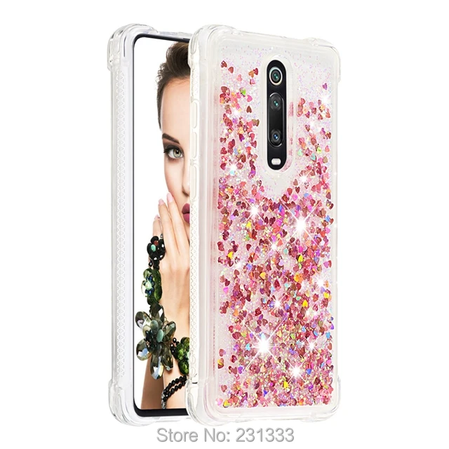 C-ку для Xiaomi Redmi K20 7A для huawei P20 Lite 3D жидкий сыпучий песок с блестками Мягкий ТПУ чехол Сердце покрытие кожи Мода 100 шт