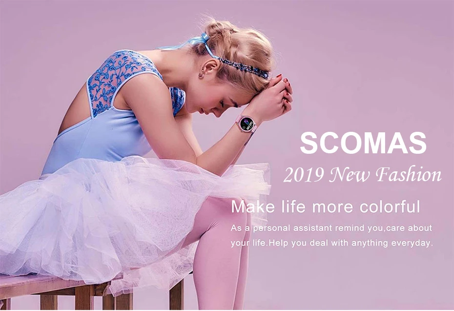 SCOMAS модные женские туфли Смарт часы 1,2" сенсорный экран сердечного ритма крови Давление монитор женский Функция Smartwatch для iOS и Android