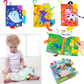 Soft Baby Cloth Book Infant Early Learning Educational Development Animal BB Fabric Books for Kids Rattle Toys Baby Book Newborn baby toys infant baby book early development cloth books for kids learning education activity quite books animal tails dinosaur