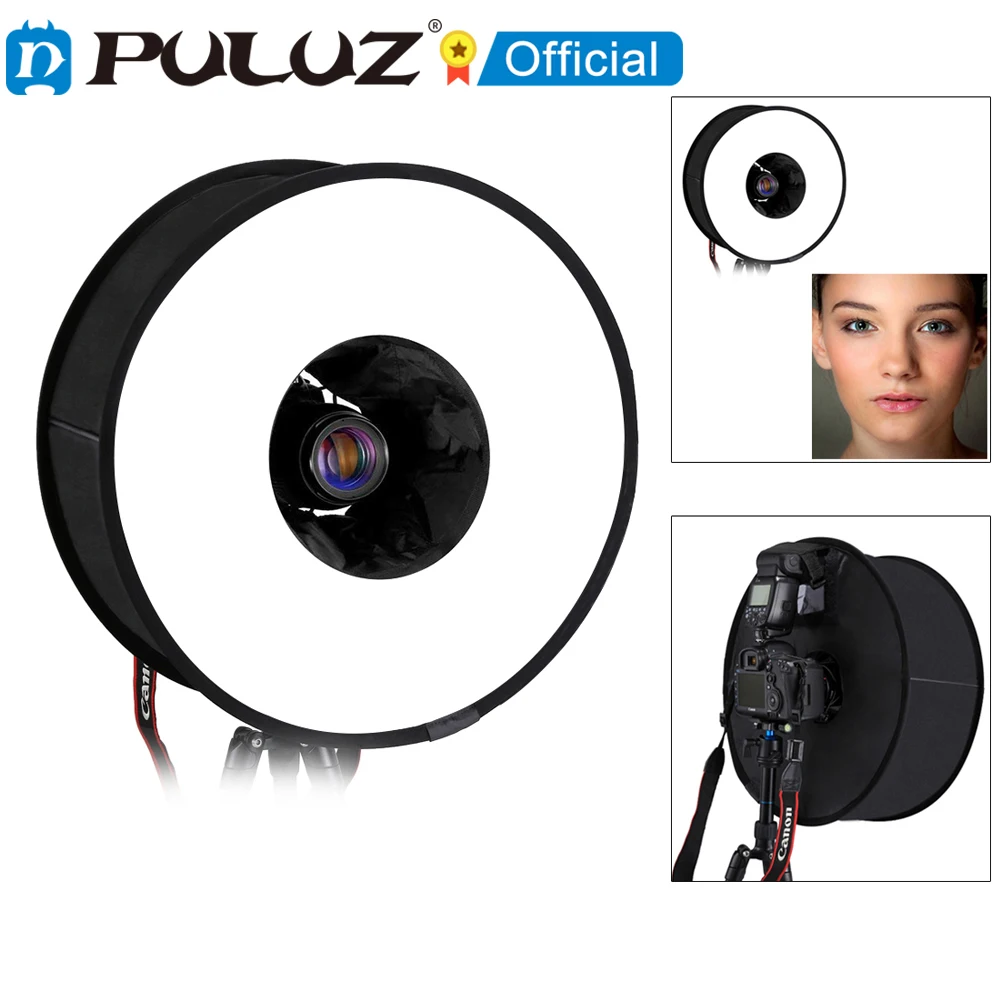 PULUZ 45cm Round Style Macro and Portrait Softbox SpeedLite Flash Light Foldable Diffuser Photography Soft Box 45*45*16cm