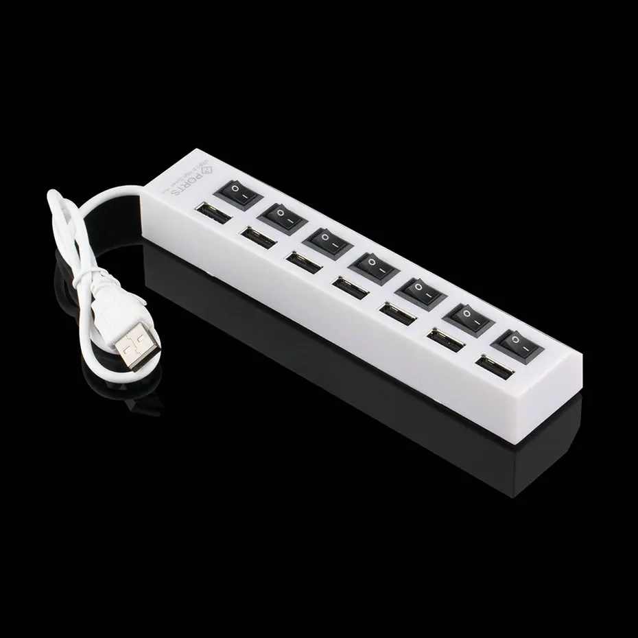 Вкл/Выкл переключатель мини 7 порт USB 2,0 High Speed концентратор Черный для ноутбука для ПК черный эргономичный дизайн