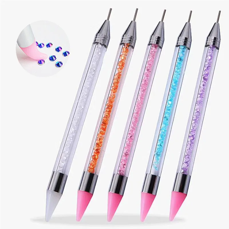Двухконцевая ручка для ногтей, силиконовая Мягкая головка, стразы, карандаш, кристальная ручка для бисера, инструменты для дизайна ногтей. x