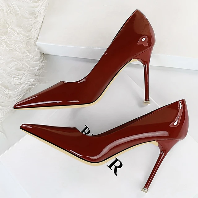 Uniqie Summer Women Shoes Wine Red Burgundy Pump Heels Pointed Toe For  Evening Shoes Prom Party Shoe on Luulla