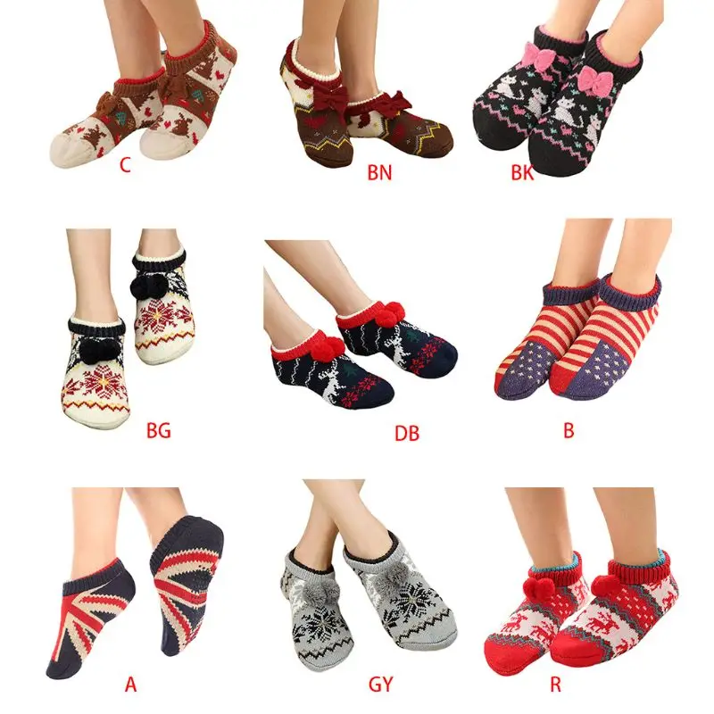 9 видов стилей, женские носки-тапочки, винтажный узор, домашние короткие Нескользящие домашние вязаные чулочно-носочные изделия