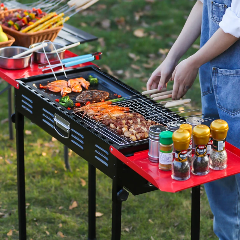 Grand Barbecue Portable en métal pliable en acier laminé à froid, Grill à  charbon de bois, Camping voyage maison, four de fête - AliExpress