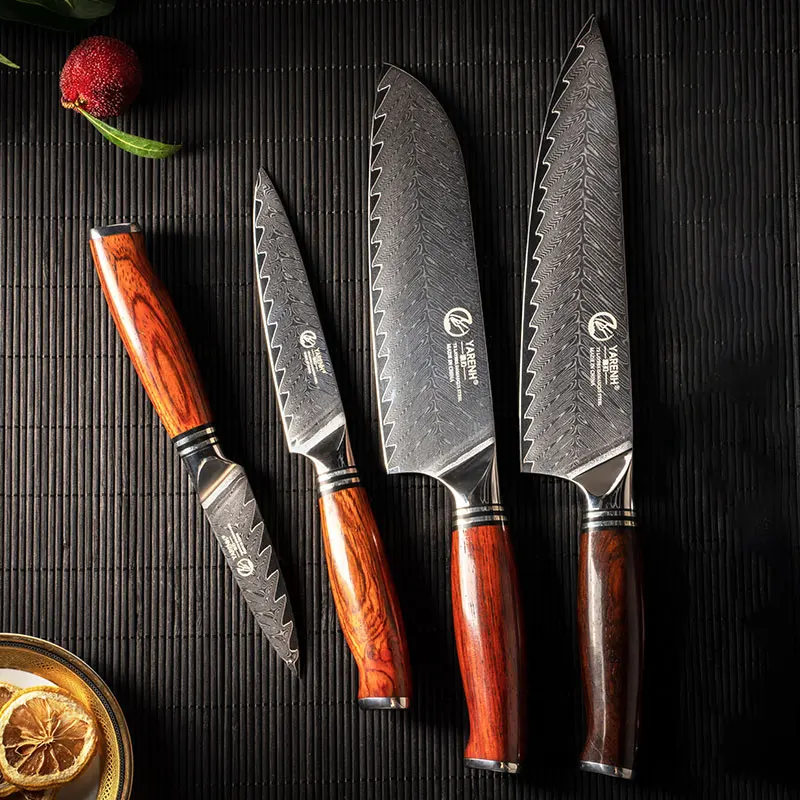 4 Piece Japanese Damascus Knife Set