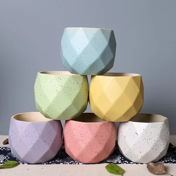 

Ceramic Flower Pot Round Plants Succulent Pots Container Garden Vase Flowerpot With Drainage Hole 6 Colors For Home Decor