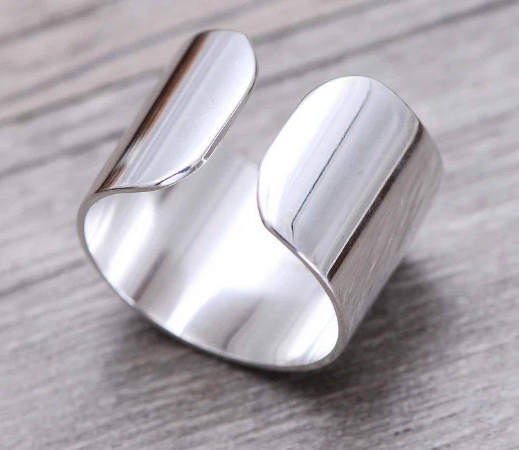 Real Pure New Jewelry Smooth Round Rings for Women Wedding Finger Open Ring Anillos Anelli