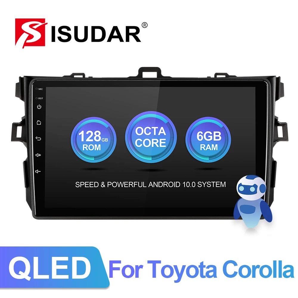 ISUDAR V72 Car Radio Android10 For Toyota Corolla E140 E150 2007 2008- GPS Car Stereo Carplay 4G Net QLED VOICE CONTROL No 2 Din