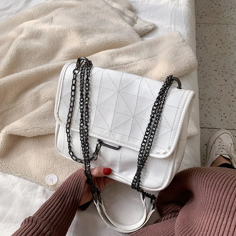 Модная вместительная сумка через плечо из искусственной кожи, корейский стиль, сумка-мессенджер, Ретро стиль, с клапаном, через плечо, простые дикие сумки черного цвета