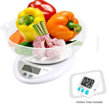 

Digital Food Scale, Food Kitchen Scale Digital Cooking Weight Scale Bowl With Digital Kitchen Timer
