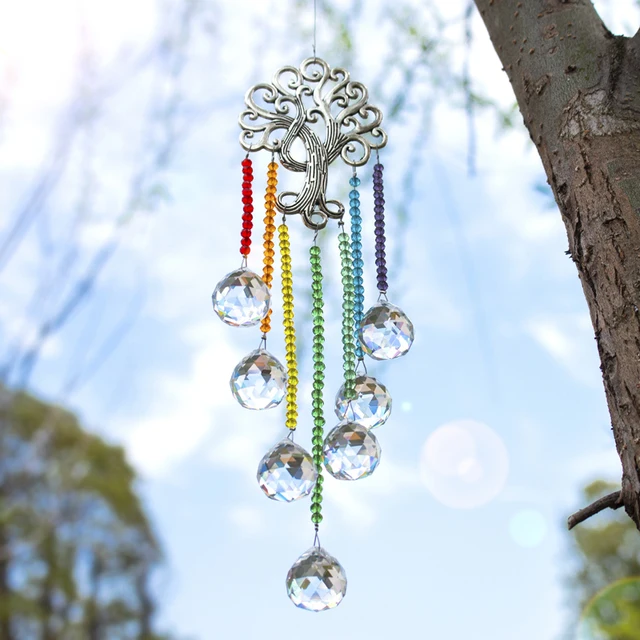 H&D 7 Styles Chakra Életfa Suncatcher Rainbow Maker Crystal Prizms Drops Ablak Függő Medál Nap Chaser Az Otthoni Dekorációhoz - Image 6