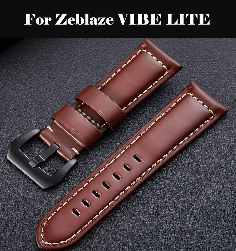 

Watch Bracelet Belt Black Watchbands Genuine Leather Strap Watch Band 18mm 20mm 22mm Quartz Watch Bands For Zeblaze VIBE LITE