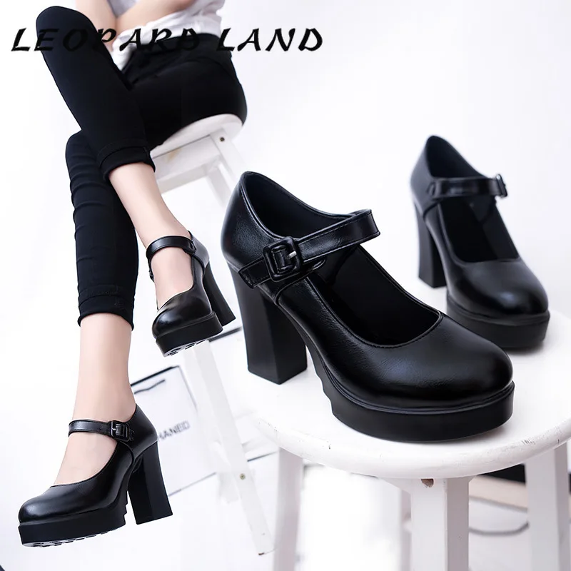 

LEOPRAD LAND 2019 Spring Autumn Women's Work Shoes Bold Water-proof Platform High Heels Shallow-mouthed shoes women HYGC-B10