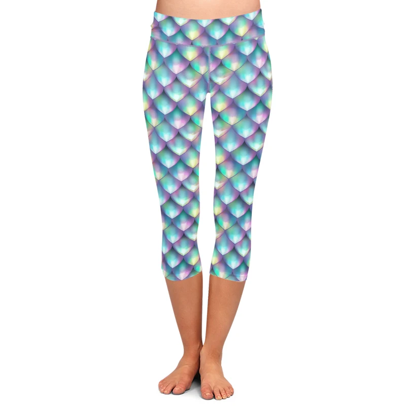 LETSFIND Summer New Women Sexy Capri Leggings 3D Fish Scales Print High Waist Plus Size Casual Mid-Calf Pants LETSFIND Summer New Women Sexy Capri Leggings 3D Fish Scales Print High Waist Plus Size Casual Mid-Calf Pants