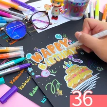 3 компл./лот 36 Цвета акриловая металлическая Цвет маркеры моющиеся с сияющими блестками Краски рисунок ногтей металлический Стекло журнал арт A6117