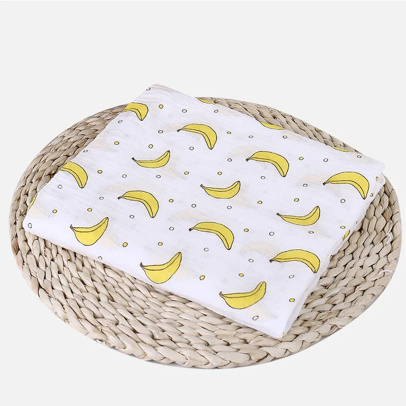 Banana 1 шт., муслин, хлопок, детские пеленки, мягкие одеяла для новорожденных, для ванной, марля, Детская накидка, спальный мешок, чехол для коляски, игровой коврик - Цвет: Banana