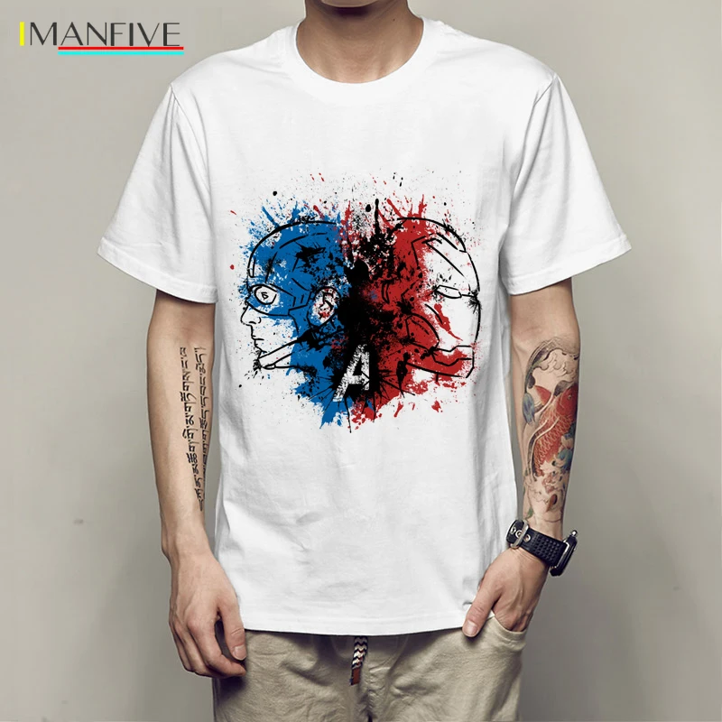 Best 2019 Creative superhero spider men Printed T Shirt super hero Captain America Iron Man t shirt Boy Novelty Men #039;s sleeve T shirt