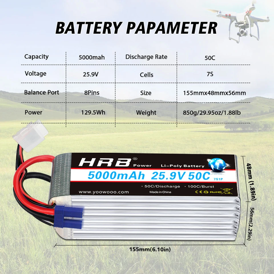 HRB 16000mAh 25C Li-Poバッテリー Amazon.co.jp: HRB Lipoバッテリーパック16000mAh 22.2V 25C 6s with