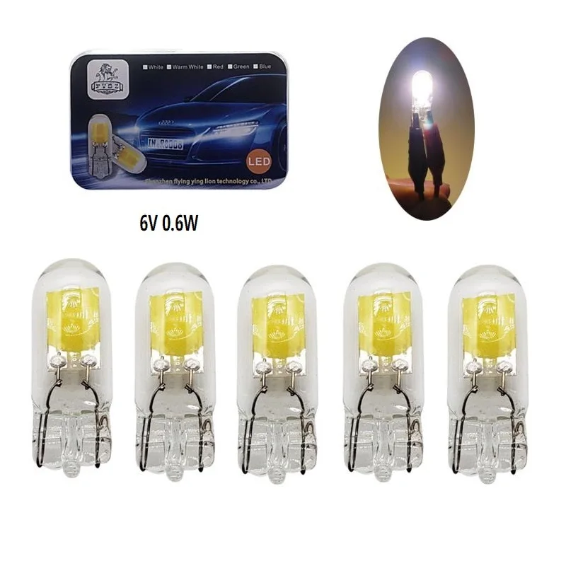 5 шт. 2020 T10 led W5W 6V 0 6 W 6000k лампа для автомобиля светодиодный индикатор чтения