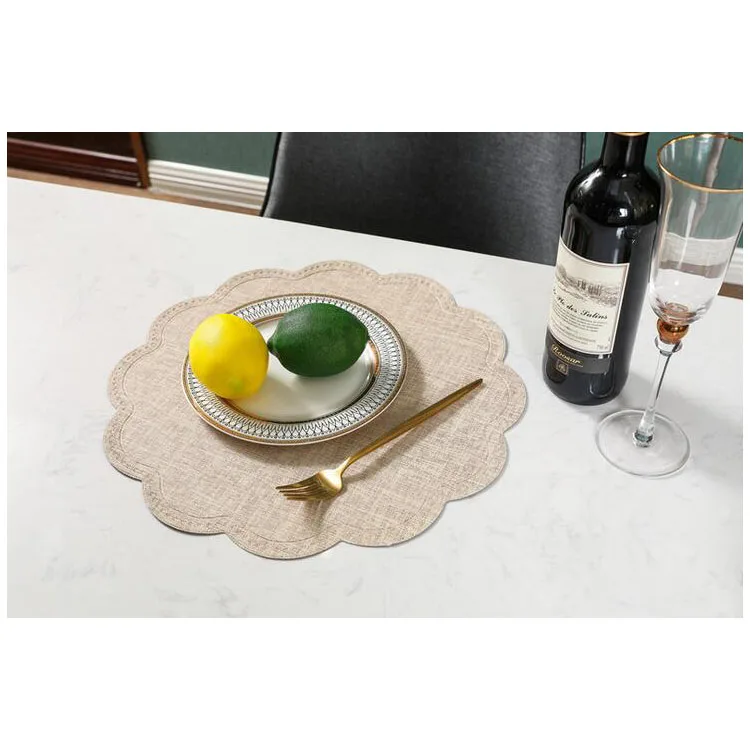 Beige Водостойкие маслостойкие настольные коврики из искусственной кожи для отелей, домашние декоративные коврики, подставки - Цвет: Beige