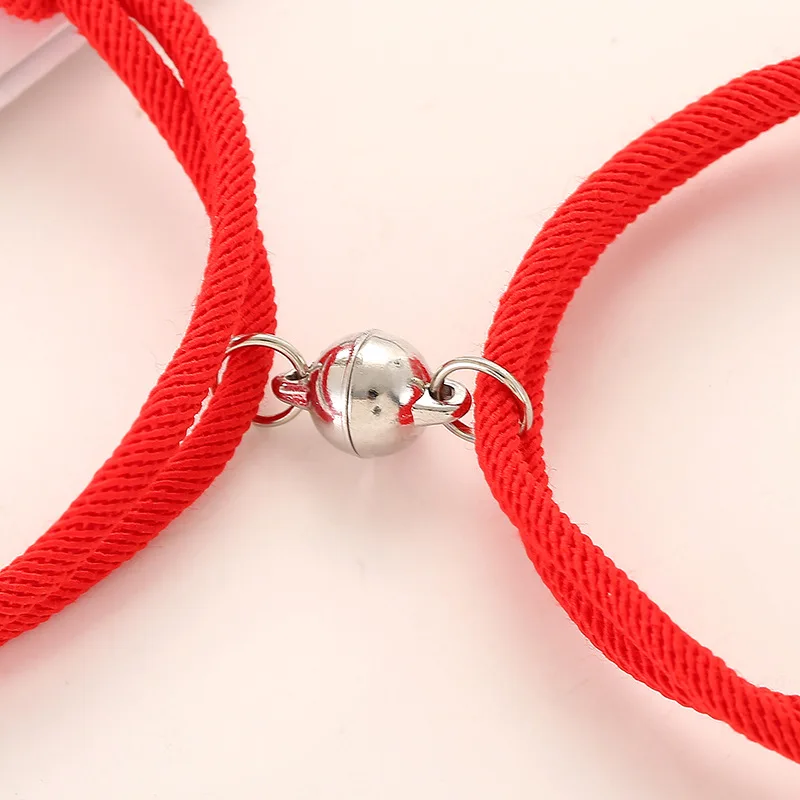 2021 Hot Magnet Bracelet Couple Handmade Adjustable Rope Matching Braslet Infinite Love Pair Braclet Lucky Red Brazalete Gift