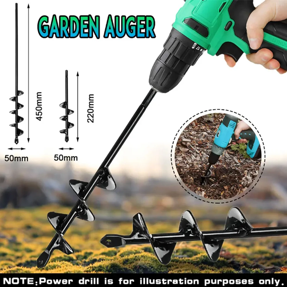 

5x22/5x45cm Garden Auger Small Earth Planter Drill Bit Post Hole Digger Earth Planting Auger Drill Bit for Electric Drill - 5x45