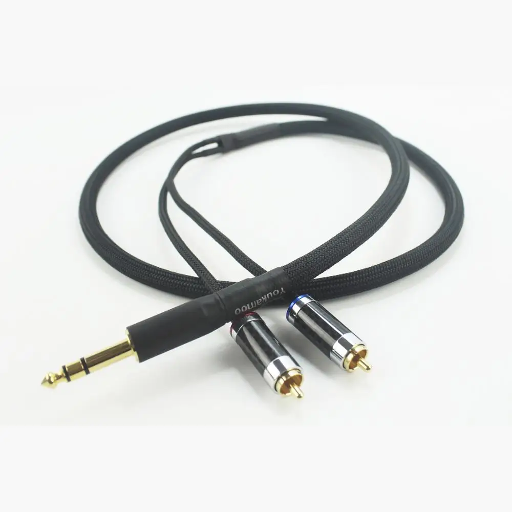 

1/4" 6.35mm to RCA Silver Plated Audio Headphone Adapter Cable 3 FT 1M