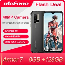 Ulefone Armor 7 Android 10 Rugged Phone Waterproof Smartphone  NFC Helio P90 5G WIFI 6.3'' 8GB+128GB 48MP 5500mAh Mobile Phone