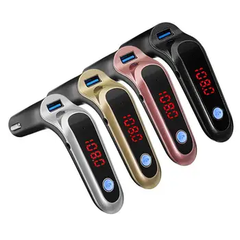 

Free Shipping Wireless Handsfree Bluetooth Car Kit FM Transmitter MP3 Player 12-24V USB Charger Support USB/SD card/Aux input
