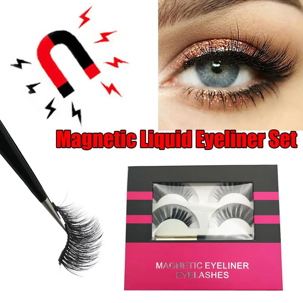 Профессиональная Магнитная подводка для глаз и Комплект ресниц-2 пары-магнитная подводка для глаз для использования с магнитные ресницы-натуральный вид