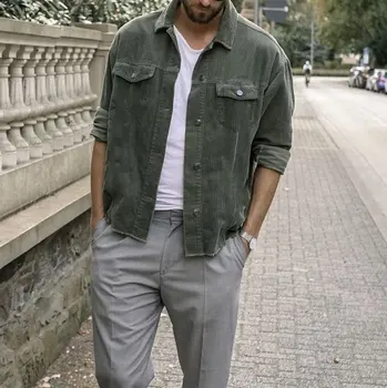 

Casual Denim Jacket Men's Street Personality Coat Fur Personality Jacket With Pocket джинсовая куртка