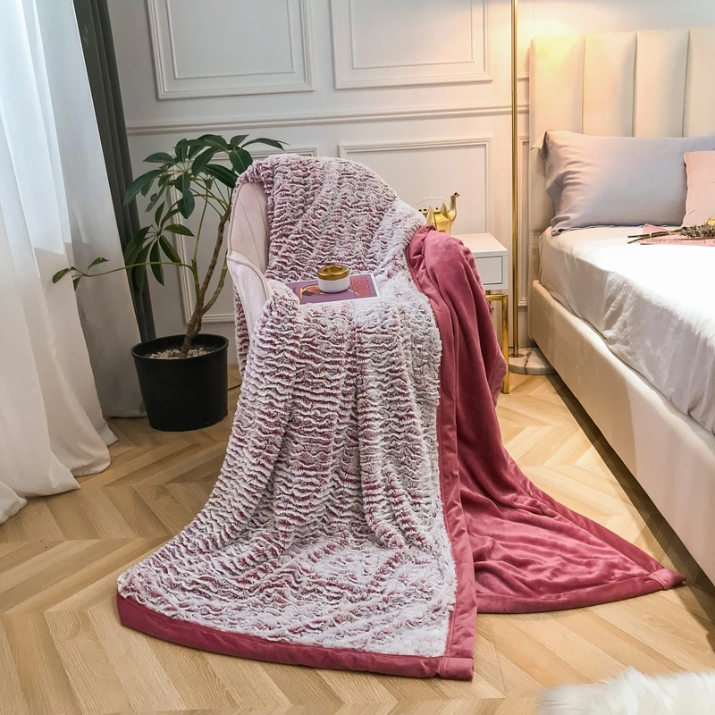 

Luxury Thick Warm Flannel Blanket Super Soft Single Side Long Plush Fleece Blankets For Beds Multi-functional Duvet Quilt Cover
