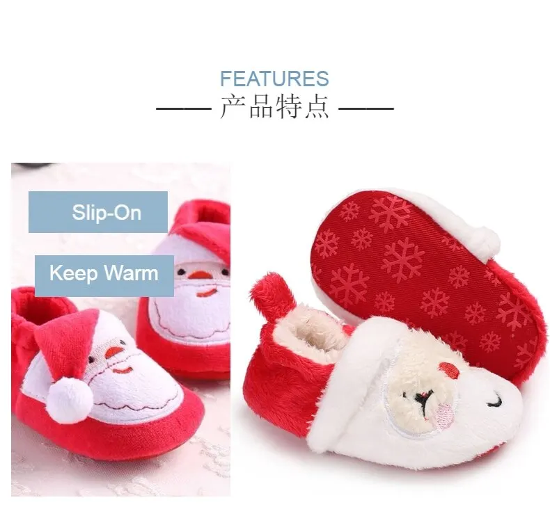 Рождественская Детская обувь; хлопковая Тканевая обувь для малышей с героями мультфильмов; обувь для малышей из хлопчатобумажной ткани без застежки; зимняя обувь для малышей