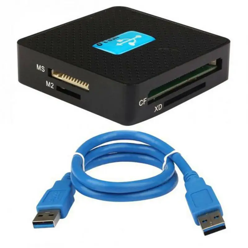 Все в одном USB3.0 кардридер SD TF CF XD M2 MS флэш-карта памяти мини-кардридер с датой